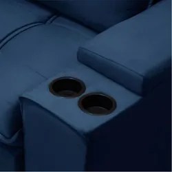 Sofá Retrátil Reclinável 3 Lugares 250cm Moritz F05 Veludo Azul - Mpoz