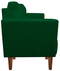 Sofá Namoradeira Livia Suede Verde Pés Chanfrado Castanho - D'Rossi