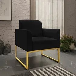 Kit Namoradeira e 1 Poltrona Decorativa Base Industrial Dourada Maress