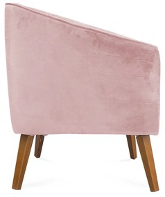 Kit 2 Poltronas Decorativas Dalia Pés de Madeira Veludo Rosa - Sheep Estofados - Rosa