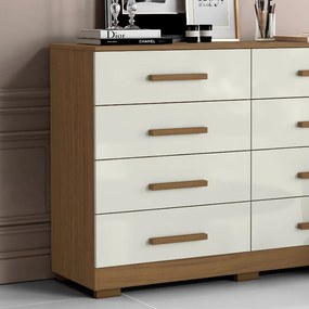 Cômoda para Quarto com 8 Gavetas 136cm Sirlei Atacama/Off White A09 - D'Rossi