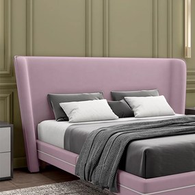 Cabeceira Design para Cama de Casal Torres Pés em Madeira Veludo Rosê G91 - Gran Belo