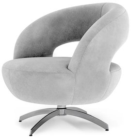 Poltrona Decorativa Base Giratória Topázio Veludo Cinza Claro - Sheep Estofados - Cinza claro