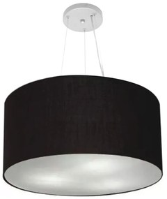 Lustre Pendente Cilíndrico Md-4192 Cúpula em Tecido 55x30cm Preto - Bivolt