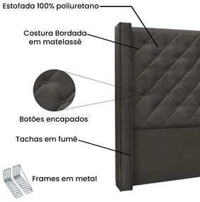 Cabeceira Cama Box Casal Queen 160cm Vicenza Suede Cinza- Sheep Estofados - Cinza