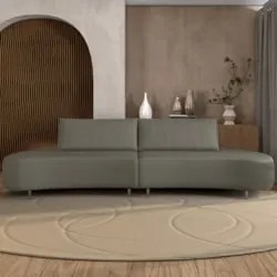 Sofá 3 Lugares 220cm Orgânico Pé Ferro Nagai Veludo Marrom Z55 - Mpoze