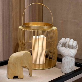 Lanterna Decorativa em Metal Dourado 32,5x21x21 cm - D'Rossi