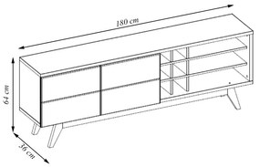Rack Bancada Decorativa 180cm Sancho Preto/Noce G73 - Gran Belo