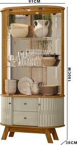 Cristaleira de Vidro com Led 91cm Sala de Jantar Zunari M20 - D'Rossi - Cumaru e Opala