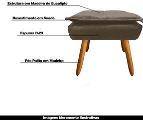 Kit 2 Puff's Decorativos Pés Palito Charger Suede Nude G19 - Gran Belo