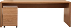 Conjunto Bancada Contemporânea Louro Freijó - 2,06m com Módulo Contemporâneo 3 gavetas Louro Freijó - 42,5cm - Conjunto Office - Bancada Contemporânea Louro Freijó  2,06m + Módulo Contemporâneo 3 gavetas Louro Freijó 42,5cm