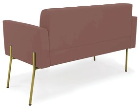 Sofá Namoradeira 2 Lugares Pé de Ferro Dourado Elisa Veludo D03 - D'Rossi - Rose