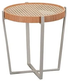 Mesa Apoio Lira Baixa Tampo Carvalho Palha Base Fendi - 77980 Sun House