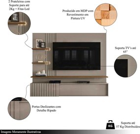 Bancada Suspensa Mesaque MDP Pintura UV até 65 Fendi/Naturale G97 - Gran Belo