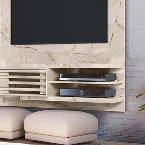 Painel TV 55 Pol 182cm Bancada Suspensa para Sala Romelli Calacata/Off White M20 - D'Rossi