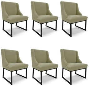 Cadeira Sala de Jantar Industrial Preto kit 6 Liz Bouclê D03 - D'Rossi - Verde Pistache