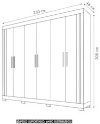 Guarda Roupa Casal 230cm Com 6 Portas Brasid Mel/Cacao C01 - Mpozenato