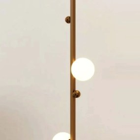 Luminária De Chão Graça 16X78X16Cm 03Xg9 Globo 12Cm - Usina 90031/3 (PT / CB-P - Preto Texturizado / Cobre Brilho Polido, Cristal (Transparente))