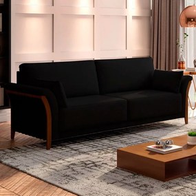 Sofá Decorativo 3 Lugares 222cm Market Veludo Preto G45 - Gran Belo