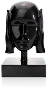 Escultura Decorativa Rosto Surdo Em Cerâmica Grafite 25x15 Cm - D'Rossi