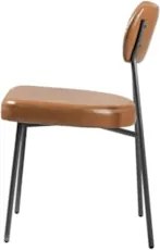 Cadeira Jantar Estofada Pé Metal Preto Kit 2 Lavy Sintético Amarula S0