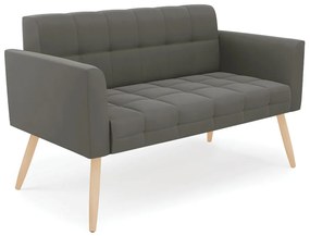 Sofá Namoradeira Elisa Suede Pés Palito Natural - D'Rossi - Grafite