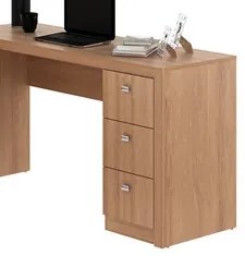 Mesa Para Escritório 2 Portas 3 Gavetas ME4100 Amêndoa - Tecno Mobili