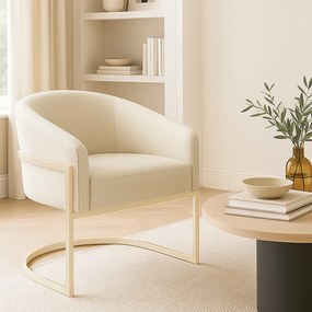 Poltrona Sala Industrial Champanhe Arielle Veludo Cotelê Bege D03 - D'Rossi