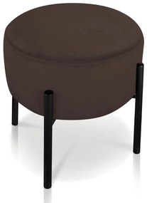 Puff Banqueta Decorativo Industrial Preto Kit 2 Iron Suede Marrom D03 - D'Rossi