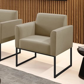 Poltrona Base Industrial Preto Marisa Suede - Marrom Rato