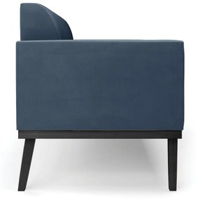 Sofá Namoradeira Base de Madeira Fixa Preto Marisa Suede  D03 - D'Rossi - Azul Marinho