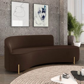 Sofá 4 Lugares Orgânico 220cm Pé Dourado Morgan Suede D03 - D'Rossi - Marrom