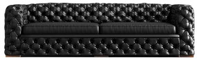 Sofá 3 Lugares Gênova 240cm Couro Preto G58 - Gran Belo