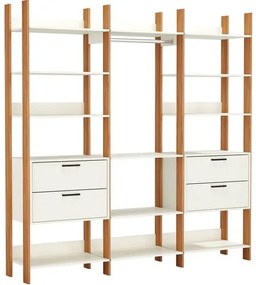 Closet 3 Torres com 2 Gaveteiros Olimpo Off White Brilho com Freijo Fosco 218cm - 52863 Sun House