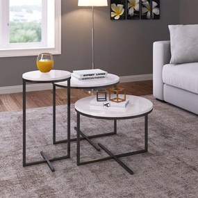 Mesa de Centro Volpi Branco Base Metálica Preto 46 cm A05 - D'Rossi
