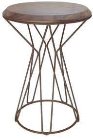Mesa Apoio Cost Tampo Nogueira com Base Aco Corten 56 cm - 59189 Sun House