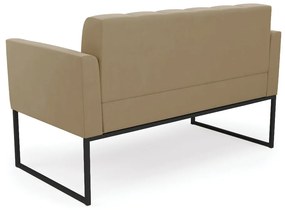 Sofá Namoradeira Elisa Suede Base Metálica Industrial Preto - D'Rossi - Marrom Rato