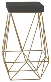 Banqueta Decorativa Kathy Base Gold Suede Cinza G41 - Gran Belo