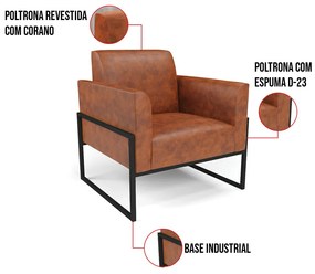 Poltrona Base Industrial Alta Preto Marisa Corano D03 - D'Rossi - Nozes