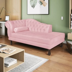Recamier Diana 140cm Lado Direito Suede Rosa Bebê - ADJ Decor