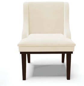 Kit 10 Cadeiras de Jantar Liz Veludo Bege Base Fixa Madeira Tabaco D03 - D'Rossi