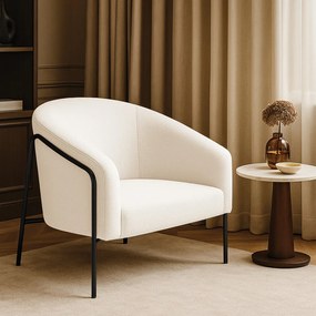 Poltrona Sala Industrial Alta Preto Stella Bouclê D03 - D'Rossi - Off White
