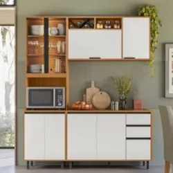 Armário de Cozinha CP01 180cm Nala Freijó UV/Off Acetinado Z44 - Mpoze