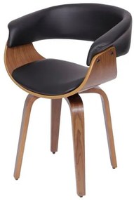 Cadeira Escandi Courino Preto com Base Madeira - 50029 Sun House