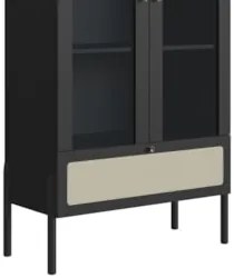 Cristaleira 2 Portas de Vidro Pés Madeira Arlo A10 Nero/Preto - Mpozen