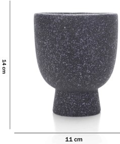 Cachepot Decorativo Em Cerâmica Flocos Preto 14x11 Cm - D'Rossi