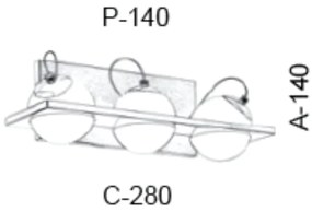 Arandela C/ Globo Apoio Horizontal 37X14X13Cm Metal E Vidro 3 X G9 Glo... (BRANCO, FOSCO)