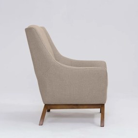 Poltrona Decorativa Mildred D07 Pés Madeira Linho Mescla Bege - D'Rossi