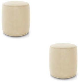 Puff Redondo Orgânico para Sala Kit 2 Malu Suede M11 - D'Rossi - Bege