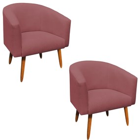 Poltrona Sala Kit 02 Stella Pé Palito Castanho Linho Whisky Rose A106 D03 - D'Rossi